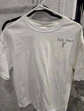Mens Hanes White Tee with 'Fish Head' Graphic
